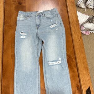 Light Blue Straight Legged VERVET Distressed Jeans